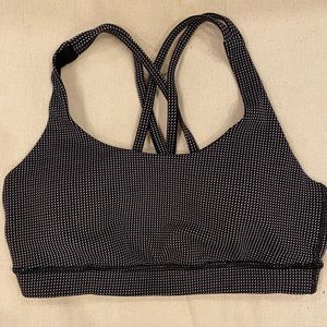 Lululemon Energy Bra size 8 Black with white dots